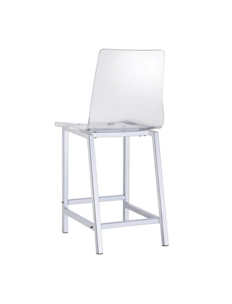 Juelia Chrome and Clear Acrylic Counter Height Stools, Set of 2 from Coaster - Luna Furniture