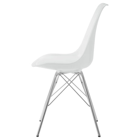 Juniper White and Chrome Armless Dining Chairs, Set of 2 from Coaster - Luna Furniture
