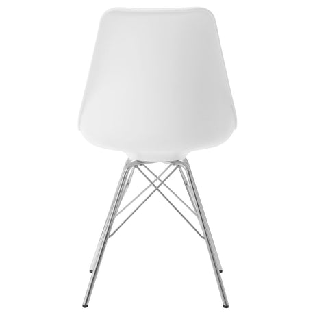 Juniper White and Chrome Armless Dining Chairs, Set of 2 from Coaster - Luna Furniture