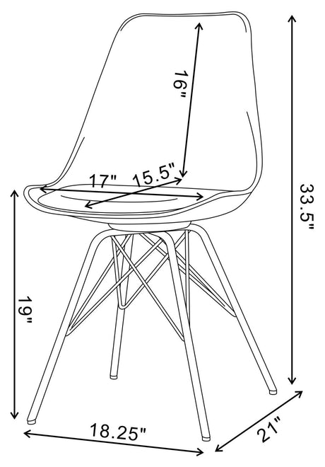 Juniper White and Chrome Armless Dining Chairs, Set of 2 from Coaster - Luna Furniture
