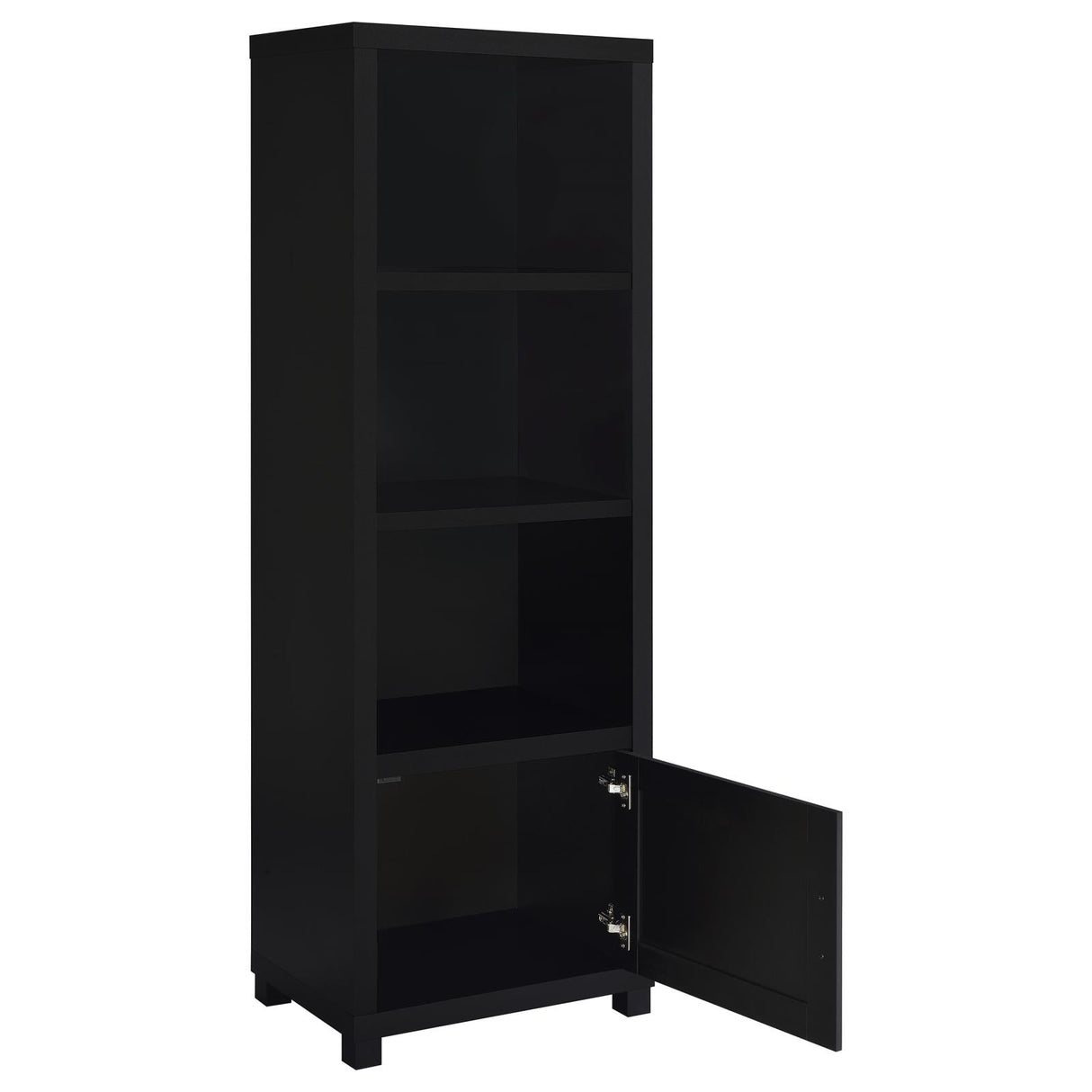 Jupiter Black 3-Shelf Media Tower Bookcase with Storage Cabinet from Coaster - Luna Furniture