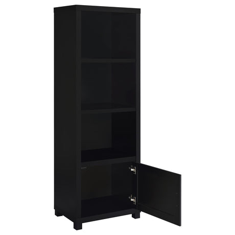Jupiter Black 3-Shelf Media Tower Bookcase with Storage Cabinet from Coaster - Luna Furniture