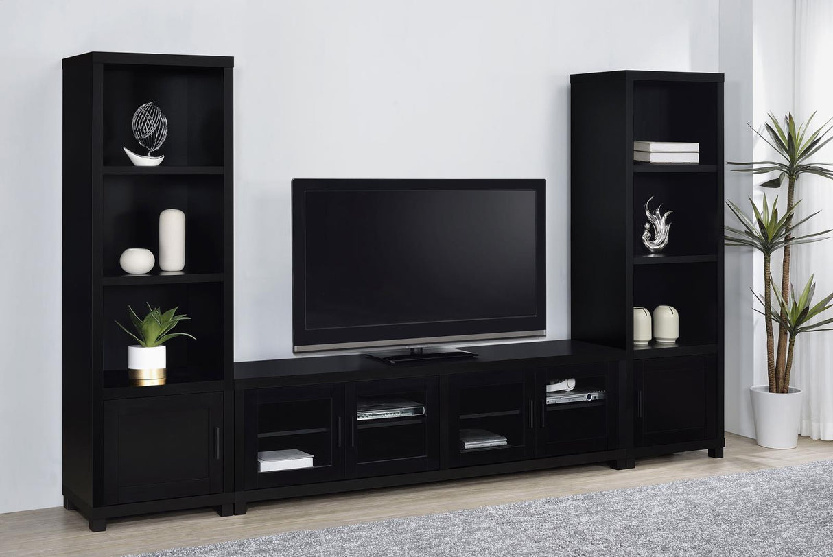 Jupiter Black 3-Shelf Media Tower Bookcase with Storage Cabinet from Coaster - Luna Furniture