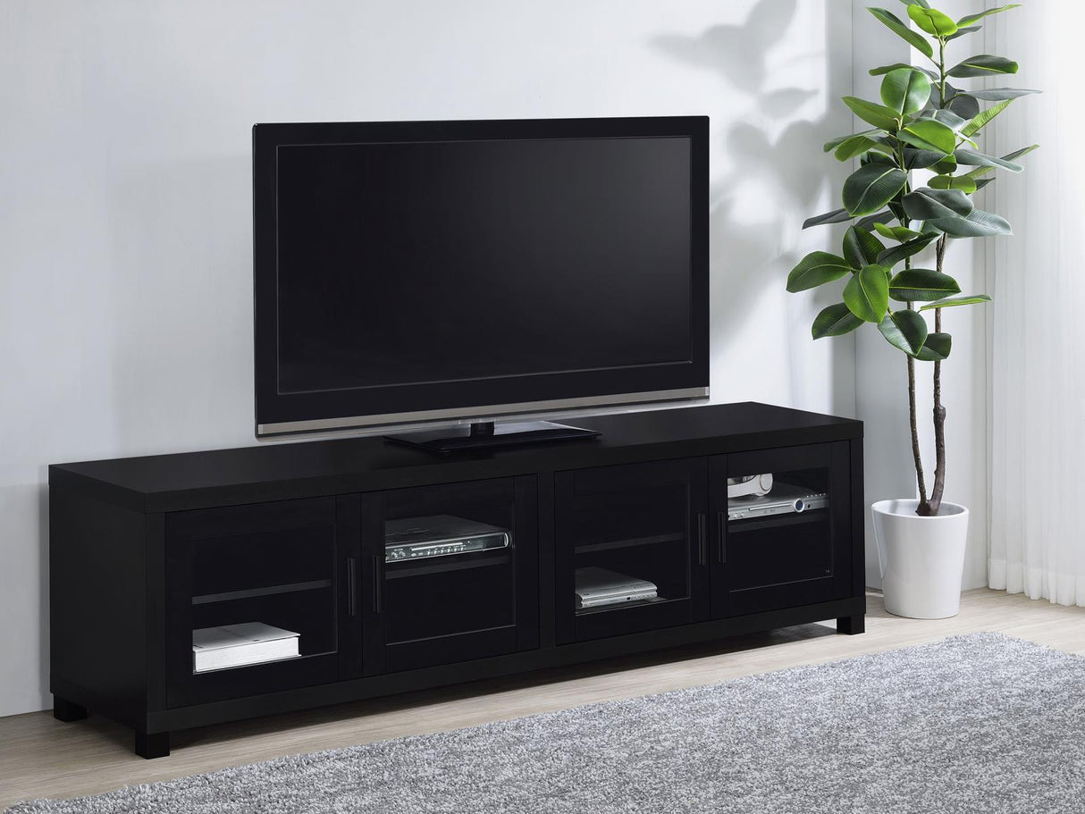 Jupiter Black 4-Door 79" TV Stand Media Console with Framed Glass Panels from Coaster - Luna Furniture
