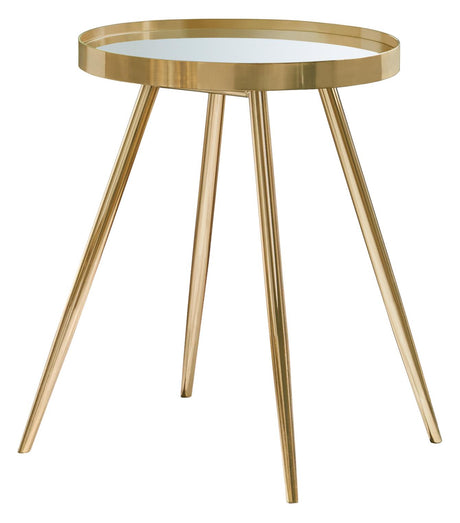 Kaelyn Gold Round Mirror Top End Table from Coaster - Luna Furniture