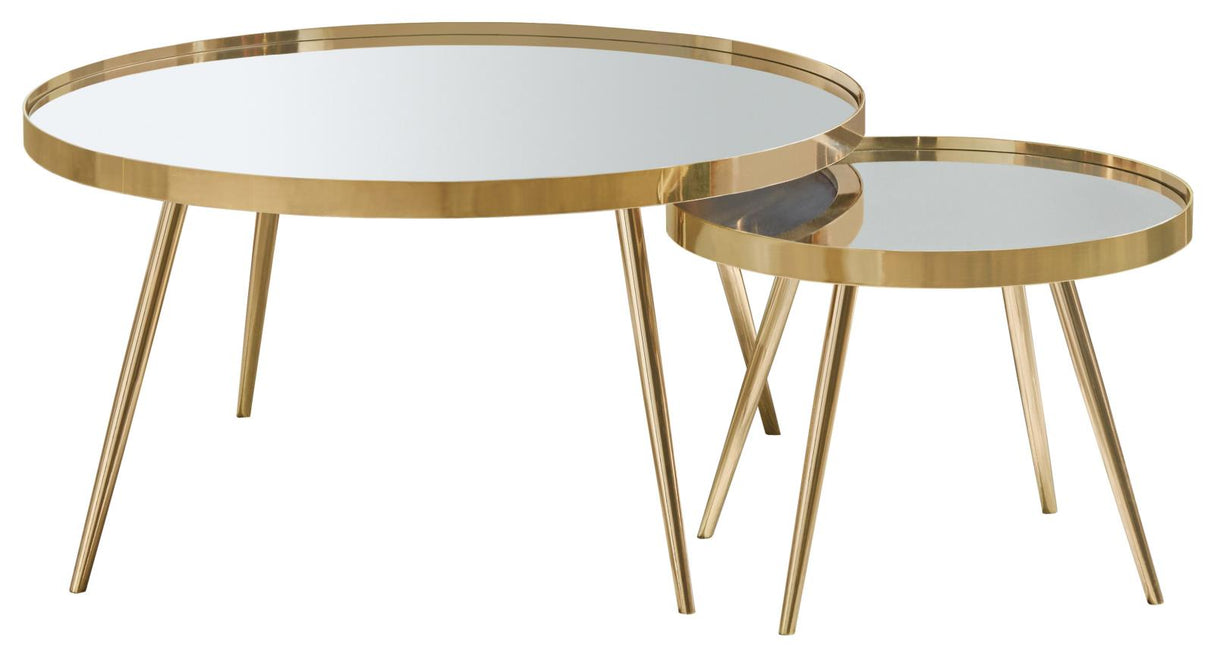 Kaelyn Mirror and Gold 2-Piece Mirror Top Nesting Coffee Table from Coaster - Luna Furniture