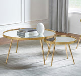 Kaelyn Mirror and Gold 2-Piece Mirror Top Nesting Coffee Table from Coaster - Luna Furniture