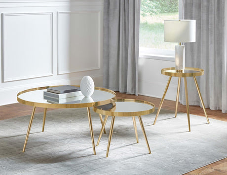 Kaelyn Mirror and Gold 2-Piece Mirror Top Nesting Coffee Table from Coaster - Luna Furniture