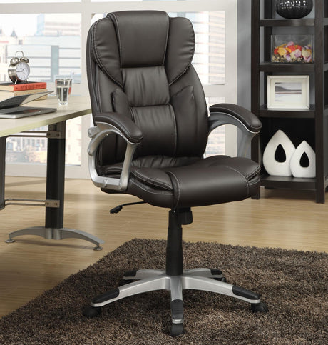 Kaffir Dark Brown and Silver Adjustable Height Office Chair from Coaster - Luna Furniture