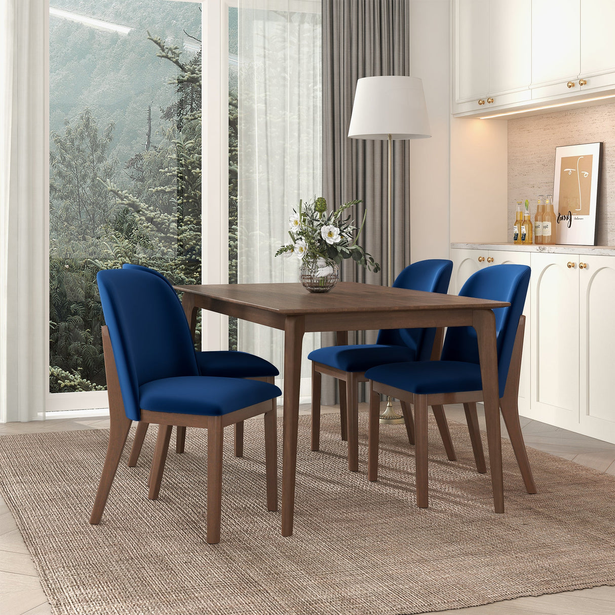 Kaitlyn Mid-Century Modern Navy Blue Velvet Dining Chair (Set of 2) from Midinmod - Luna Furniture