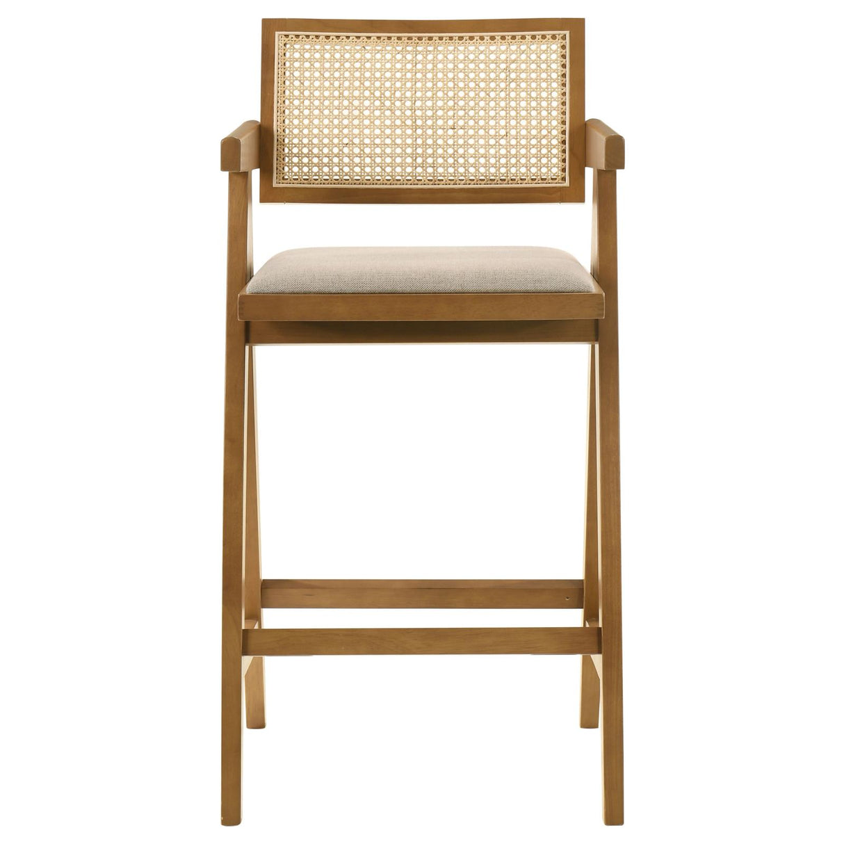 Kane Light Walnut Solid Wood Bar Stool with Woven Rattan Back, Set of 2 from Coaster - Luna Furniture
