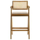 Kane Light Walnut Solid Wood Bar Stool with Woven Rattan Back, Set of 2 from Coaster - Luna Furniture