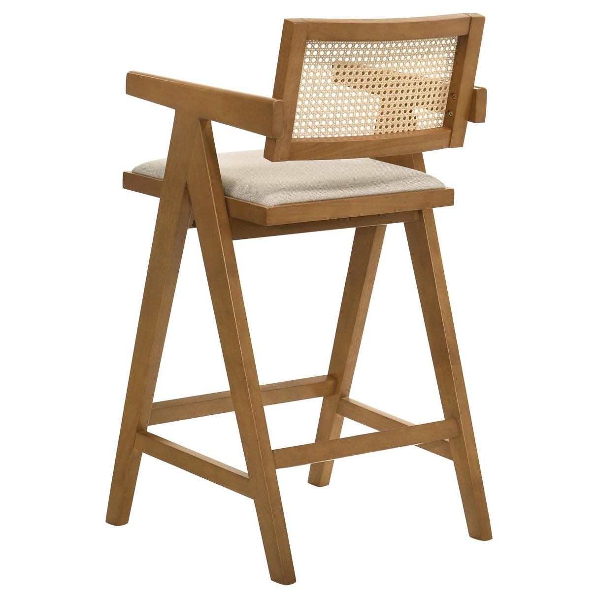 Kane Light Walnut Solid Wood Bar Stool with Woven Rattan Back, Set of 2 from Coaster - Luna Furniture