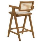Kane Light Walnut Solid Wood Bar Stool with Woven Rattan Back, Set of 2 from Coaster - Luna Furniture