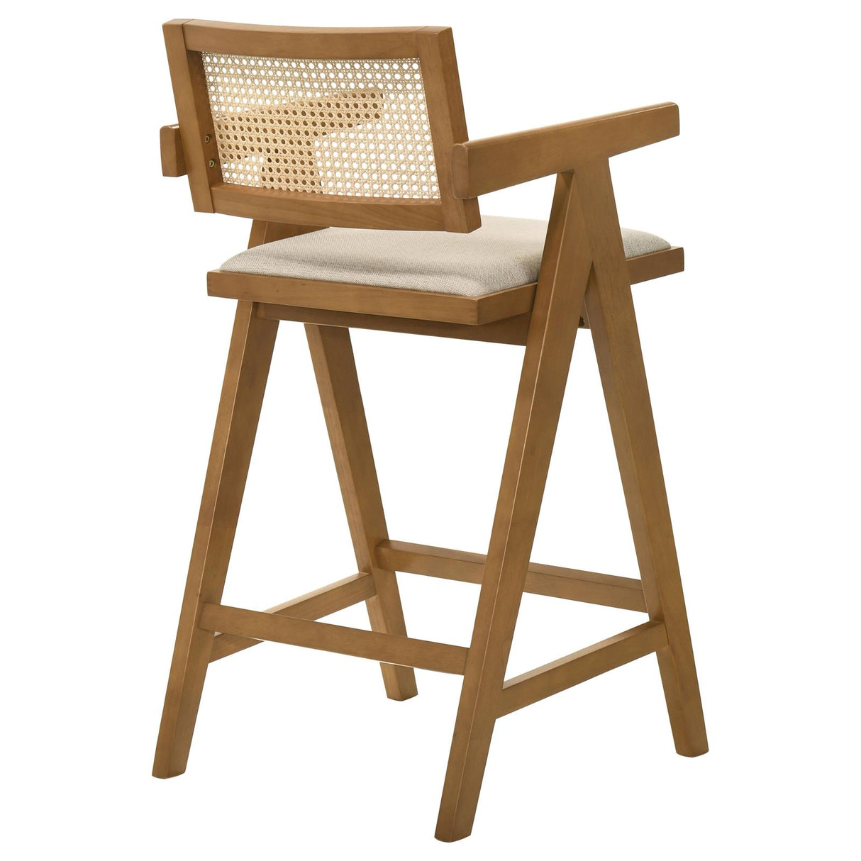 Kane Light Walnut Solid Wood Bar Stool with Woven Rattan Back, Set of 2 from Coaster - Luna Furniture