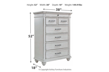 Kanwyn Whitewash Chest of Drawers from Ashley - Luna Furniture