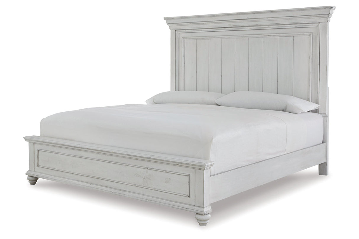 Kanwyn Whitewash King Panel Bed from Ashley - Luna Furniture