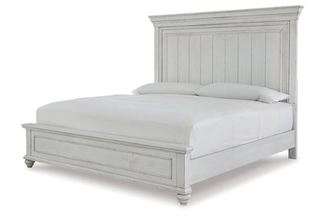 Kanwyn Whitewash King Panel Bed from Ashley - Luna Furniture