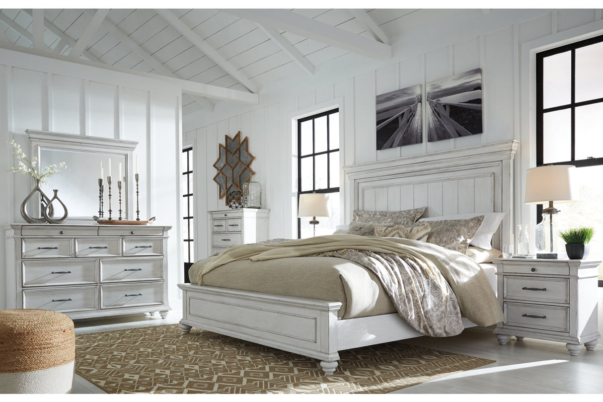 Kanwyn Whitewash King Panel Bed from Ashley - Luna Furniture