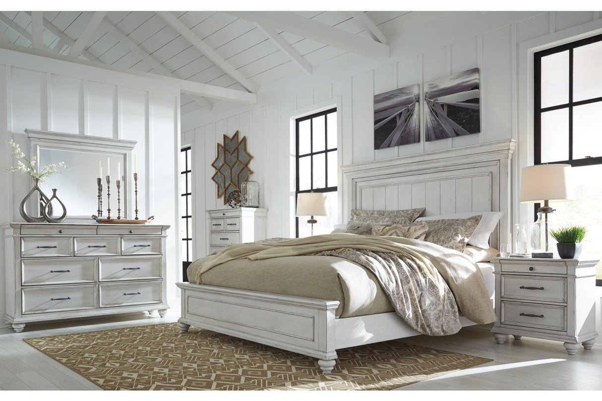 Kanwyn Whitewash King Panel Bed from Ashley - Luna Furniture