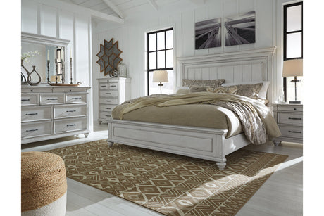 Kanwyn Whitewash King Panel Bed from Ashley - Luna Furniture