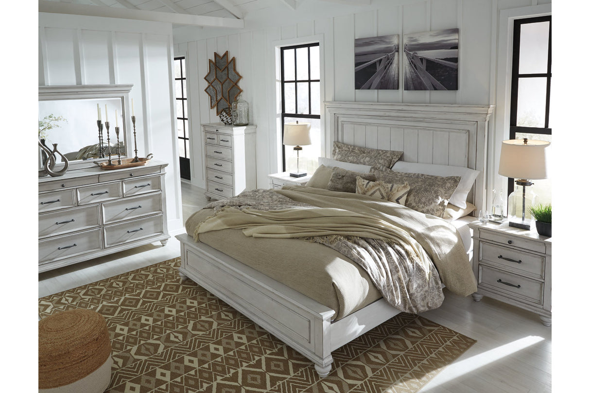 Kanwyn Whitewash King Panel Bed from Ashley - Luna Furniture