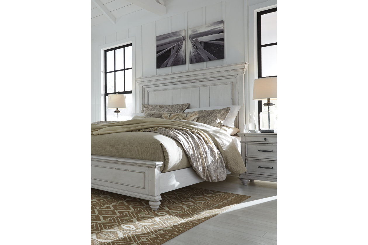 Ashley Kanwyn Whitewash King Panel Bed – Luna Furniture