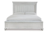 Kanwyn Whitewash King Panel Bed with Storage Bench from Ashley - Luna Furniture