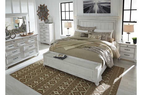 Kanwyn Whitewash King Panel Bed with Storage Bench from Ashley - Luna Furniture