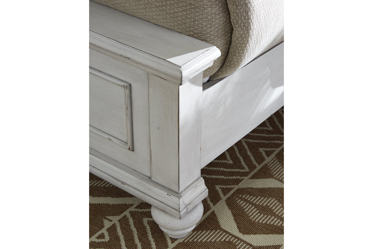 Kanwyn Whitewash King Upholstered Panel Bed from Ashley - Luna Furniture