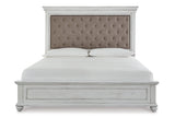 Kanwyn Whitewash King Upholstered Panel Bed from Ashley - Luna Furniture