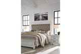 Kanwyn Whitewash King Upholstered Panel Bed from Ashley - Luna Furniture