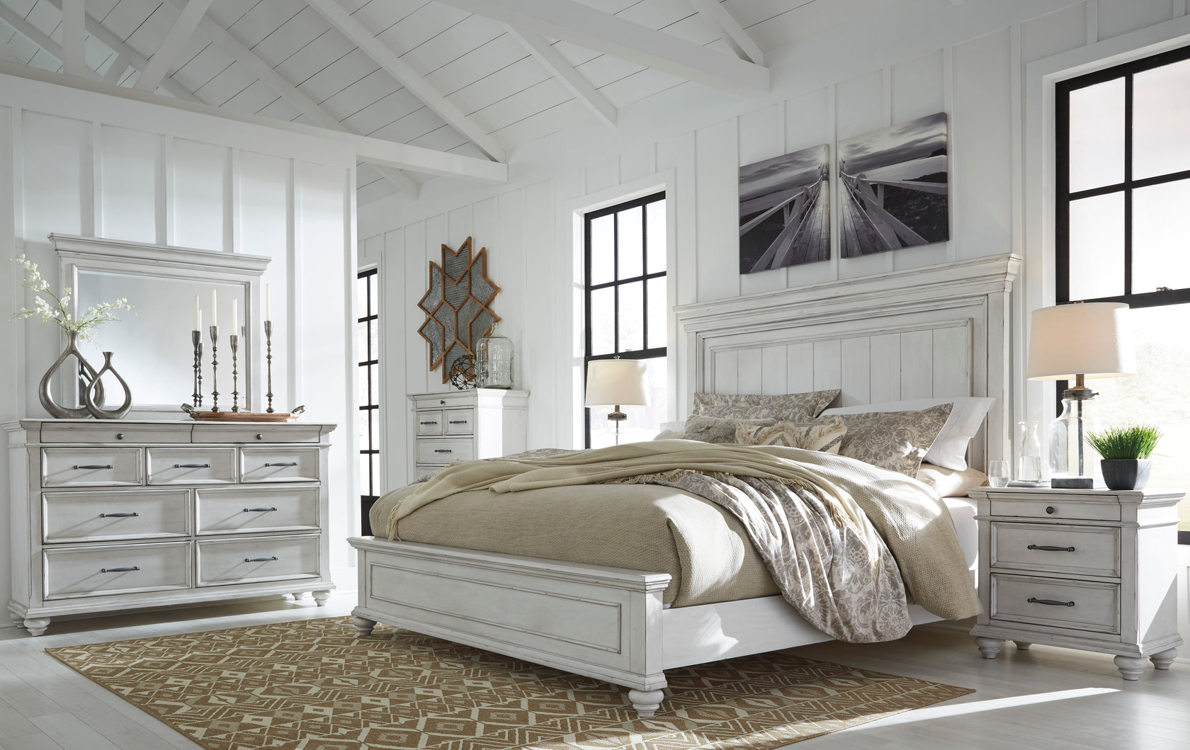 Kanwyn Whitewash Panel Bedroom Set from Ashley - Luna Furniture