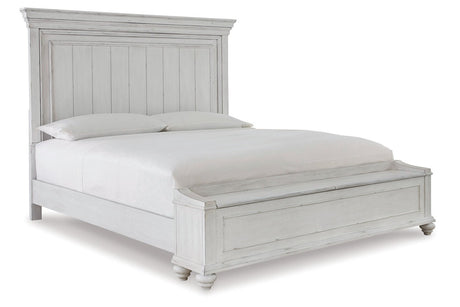 Kanwyn Whitewash Queen Panel Bed with Storage Bench from Ashley - Luna Furniture