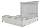 Kanwyn Whitewash Queen Panel Bed with Storage Bench from Ashley - Luna Furniture