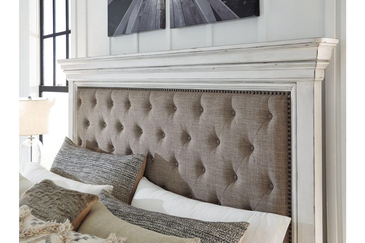 Kanwyn Whitewash Queen Upholstered Panel Bed from Ashley - Luna Furniture