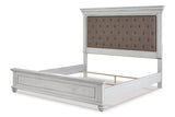Kanwyn Whitewash Queen Upholstered Panel Bed from Ashley - Luna Furniture