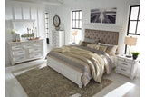 Kanwyn Whitewash Queen Upholstered Panel Bed from Ashley - Luna Furniture