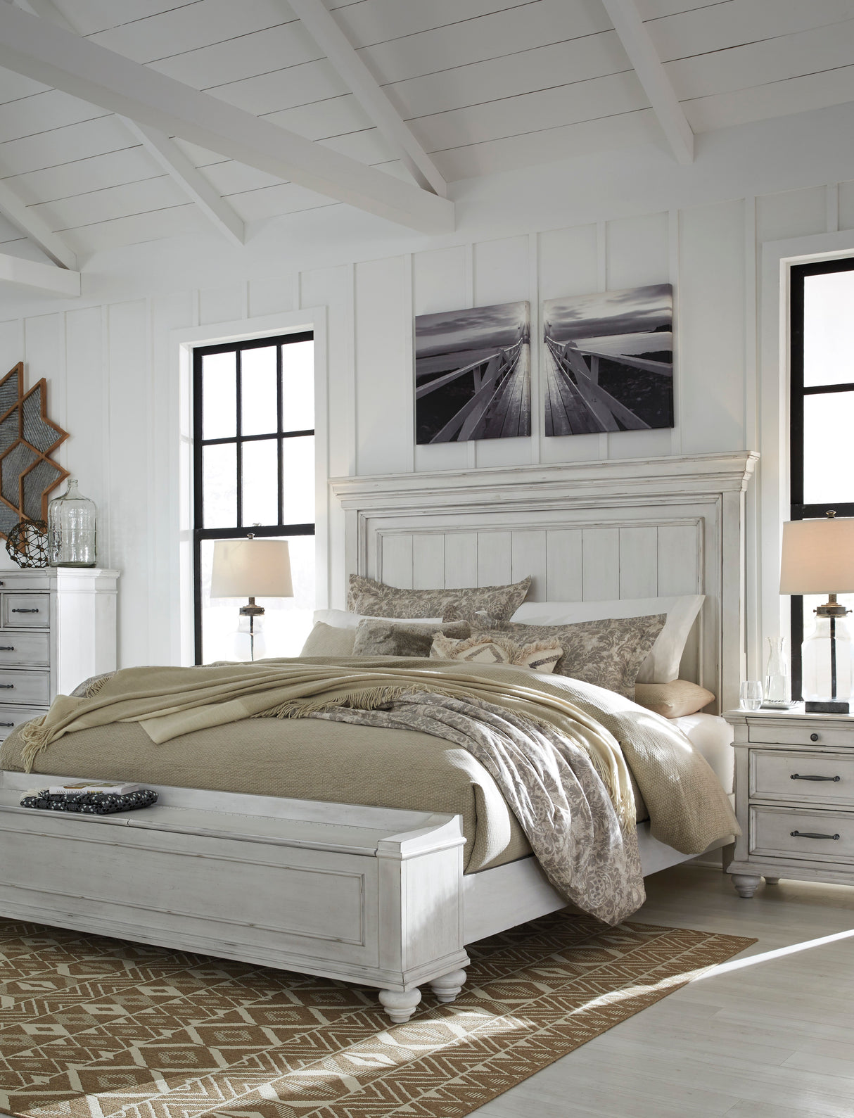 Kanwyn Whitewash Storage Panel Bedroom Set from Ashley - Luna Furniture
