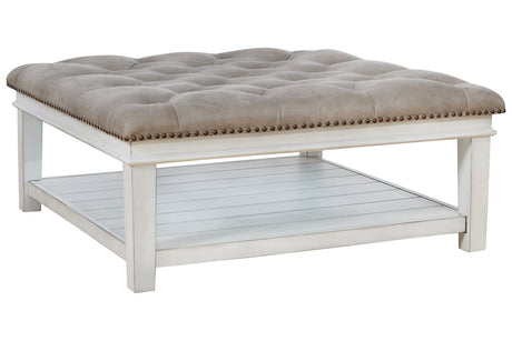 Kanwyn Whitewash Upholstered Ottoman Coffee Table from Ashley Furniture - Luna Furniture