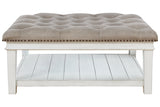 Kanwyn Whitewash Upholstered Ottoman Coffee Table from Ashley - Luna Furniture