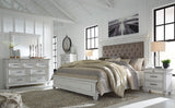 Kanwyn Whitewash Upholstered Panel Bedroom Set from Ashley - Luna Furniture