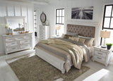 Kanwyn Whitewash Upholstered Panel Bedroom Set from Ashley - Luna Furniture