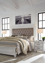 Kanwyn Whitewash Upholstered Panel Bedroom Set from Ashley - Luna Furniture