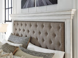 Kanwyn Whitewash Upholstered Storage Panel Bedroom Set from Ashley - Luna Furniture