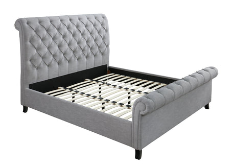 Kate Gray King Upholstered Sleigh Platform Bed from Crown Mark - Luna Furniture