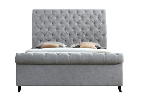Kate Gray Queen Upholstered Sleigh Platform Bed from Crown Mark - Luna Furniture