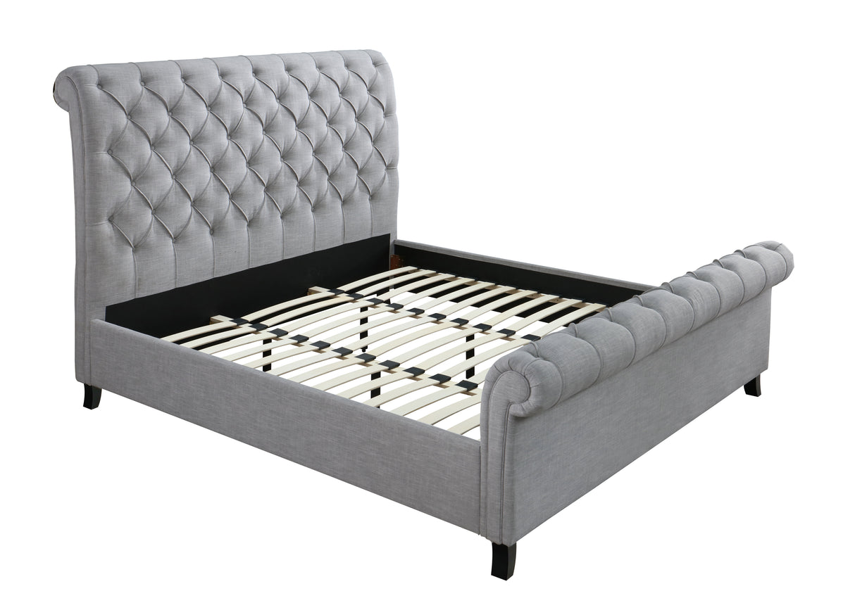 Kate Gray Queen Upholstered Sleigh Platform Bed from Crown Mark - Luna Furniture
