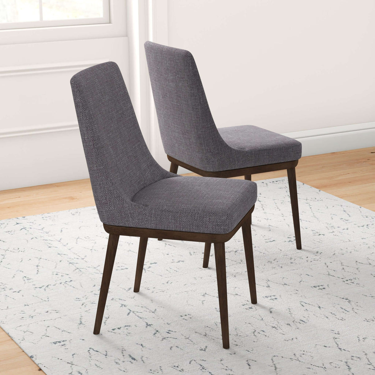 Kate Mid-Century Modern Dining Chair (Set of 2) Grey Polyester Blend from Ashcroft Furniture - Luna Furniture