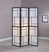 Katerina Black and White 3-Panel Folding Floor Screen from Coaster - Luna Furniture